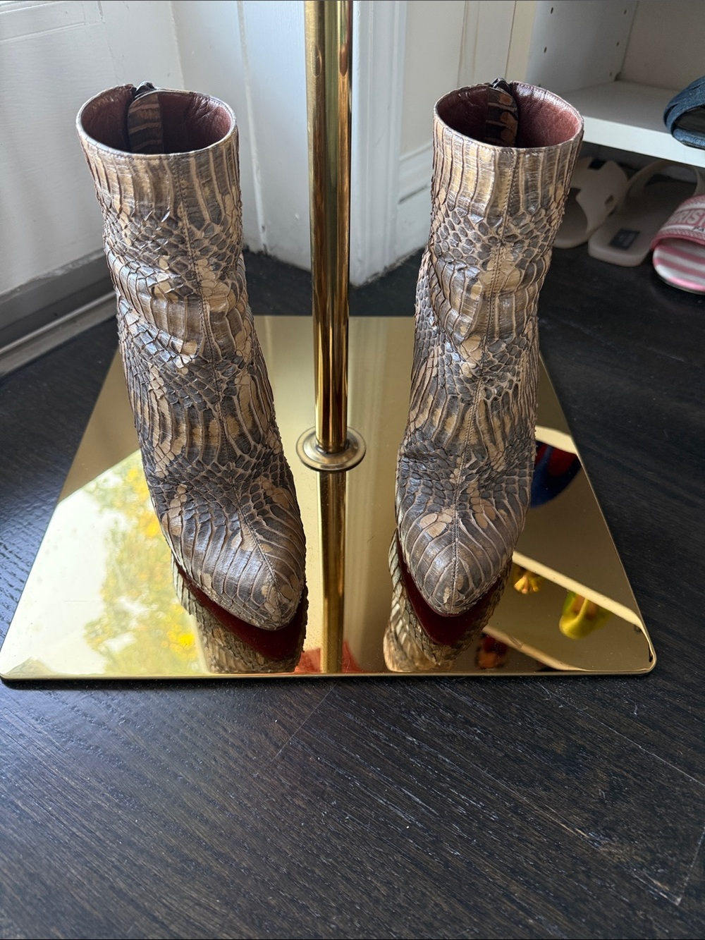 Christian Louboutin python skin bootie